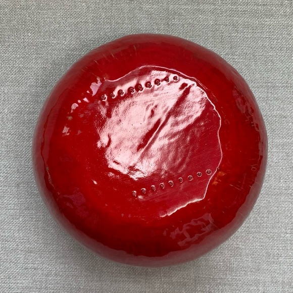 VINTAGE Iandola Ceramic Apple Lidded Jar Bright Red Cookie Leaves and Stem - Picture 8 of 12